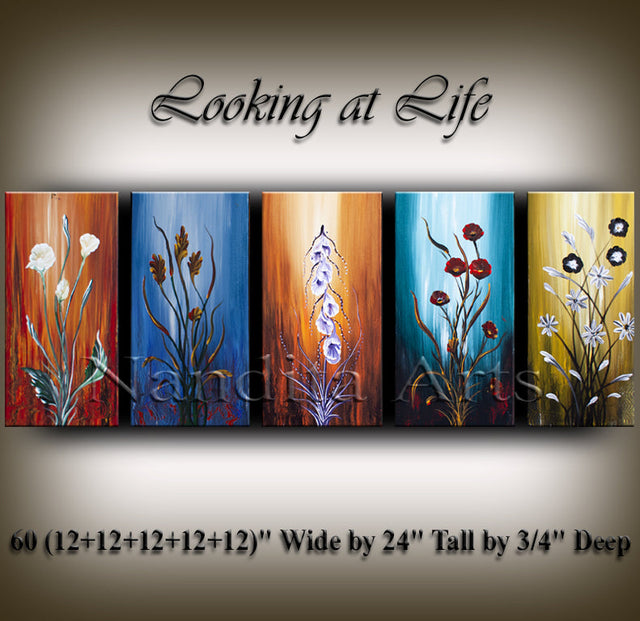 60"W(12"+12"+12"+12"+12")x 24"Hx3/4D Stretched Canvas