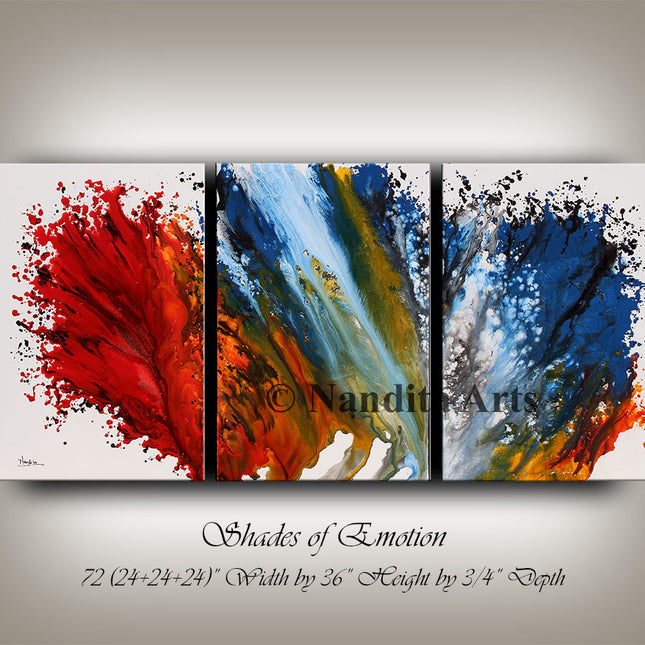 3-Piece Bedroom Rainbow Wall Art Painting – Vibrant Abstract Canvas Art for Sale - Shades of Emotion