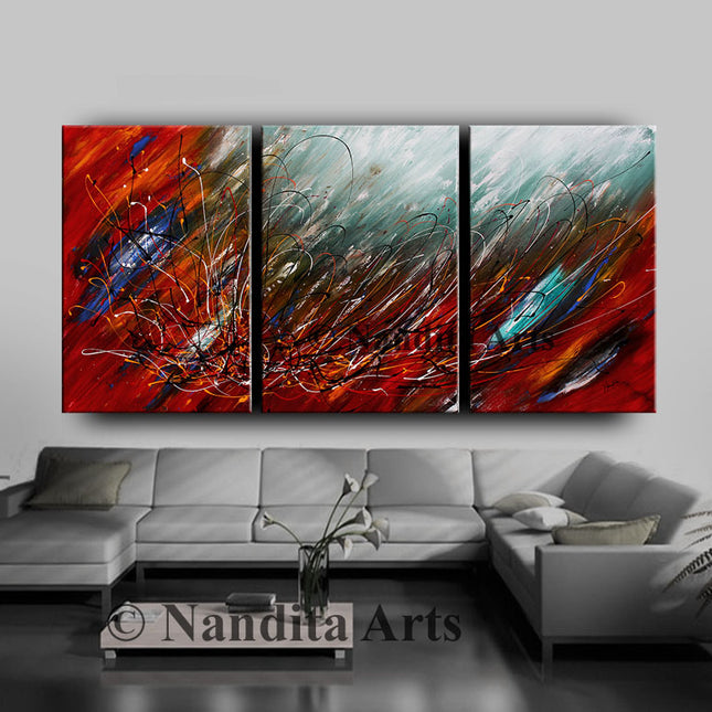 3 Panel Modern Abstract Wall Art Painting On Canvas for Bedroom Wall Art - Life and Inspiration - 6