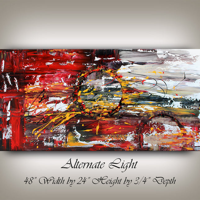 Teal, Red, Orange, Yellow, Gray, Black & White Abstract Wall Art | Modern Canvas Painting Wall Art Painting on Canvas oil Painting - Alternate Light