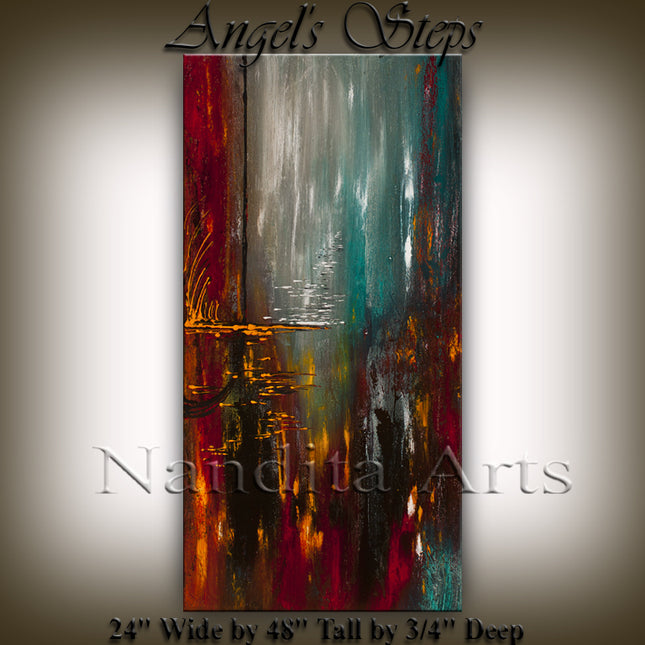 Teal, Red, Orange, Gray, Black, and White Abstract Canvas Art - Shop Unique Artworks for Bedroom Decor  - Angel's Steps