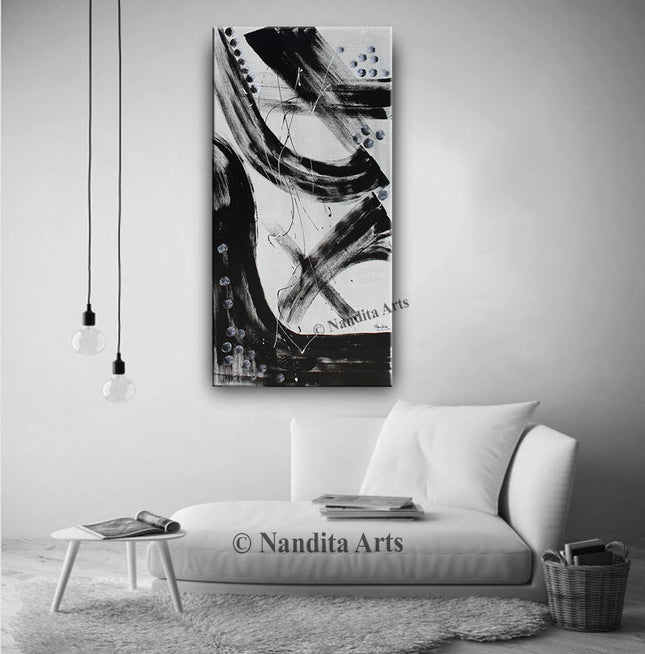 Black White Abstract Wall Art - Modern Minimalist Art