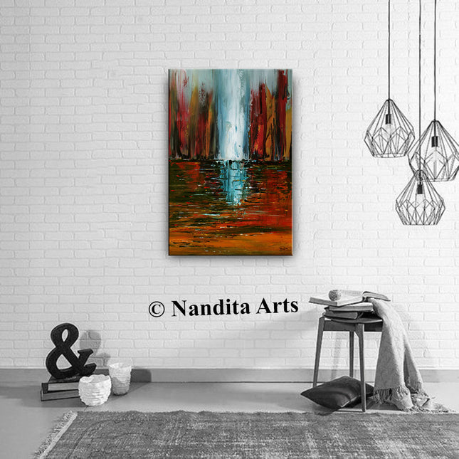 Red Handmade Painted Oil Painting Art - Wall Art Abstract Artwork