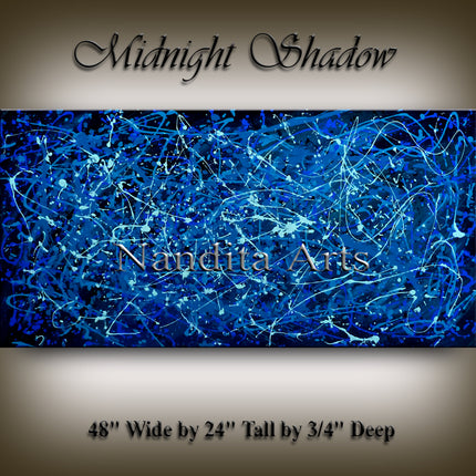 Blue Jackson Pollack Abstract Wall Art - Midnight Shadow