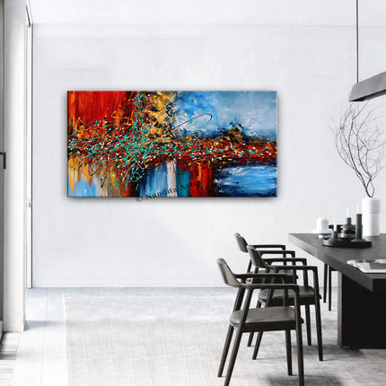 Red Blue Painting Acrylic Abstract Modern Art - Sale