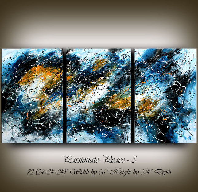 3 Framed Abstract Painting on Canvas - Modern Wall Art Decor