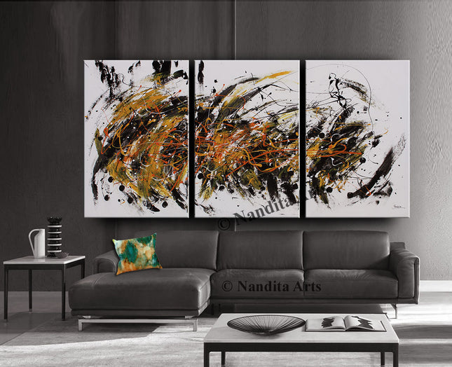 3 Framed Minimalism Abstract Artwork Painting - Modern Art Painting For Office Decor