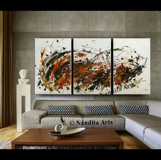 3 Framed Abstract Minimalism Acrylic Painting - Modern Art Painting For Office Decor