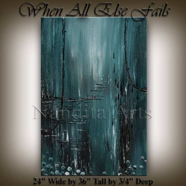 Teal, Black & White Modern Abstract Wall Art Abstract Wall Art for Bedroom for Sale - When All Else Fails