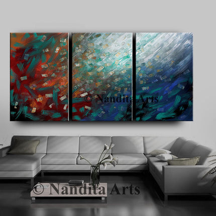 Original Painting on Canvas-Acrylic Abstract Wall Art 3-Framed