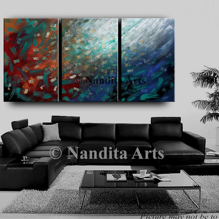 Original Painting on Canvas-Acrylic Abstract Wall Art 3-Framed