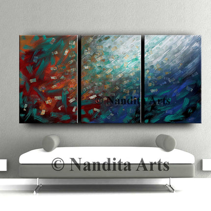 Original Painting on Canvas-Acrylic Abstract Wall Art 3-Framed