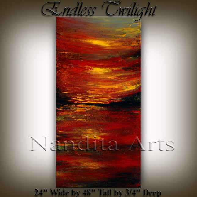 Red, Orange, Black, Yellow Painting on Canvas  For Home For Sale - Endless Twilight