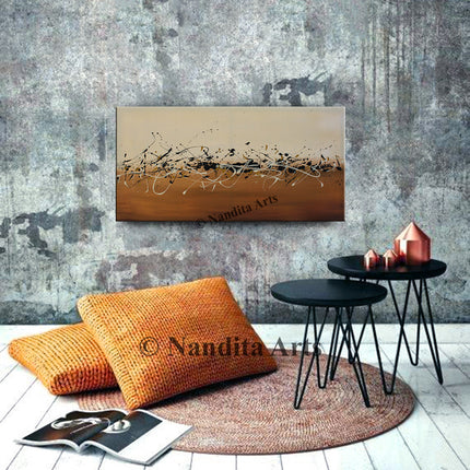 Beige & Brown Abstract Painting – Jackson Pollock Wall Art on Canvas - Foundation of Thought - 4