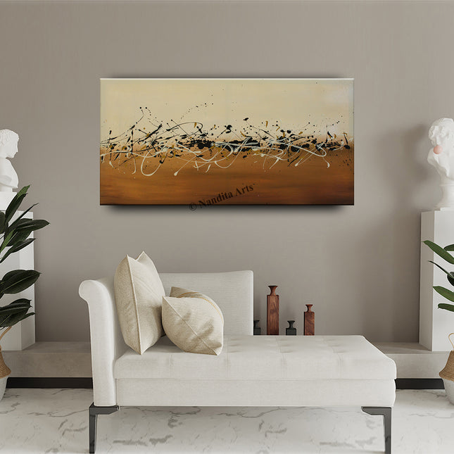 Beige & Brown Abstract Painting – Jackson Pollock Wall Art on Canvas - Foundation of Thought - 4