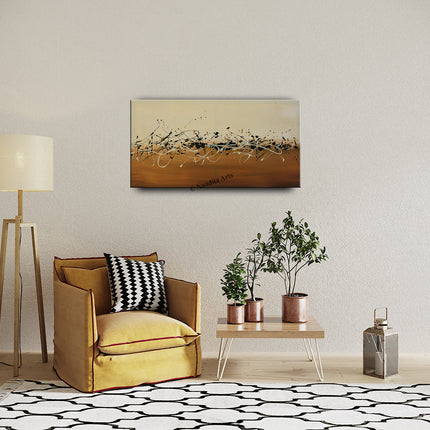 Beige & Brown Abstract Painting – Jackson Pollock Wall Art on Canvas - Foundation of Thought - 4