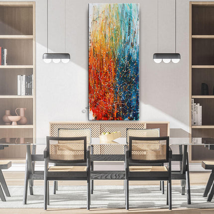 Large Pollack Style Vertical Modern Art Multicolor Abstract Wall Art on Canvas dor Living Room -  Light Spectrum - 18