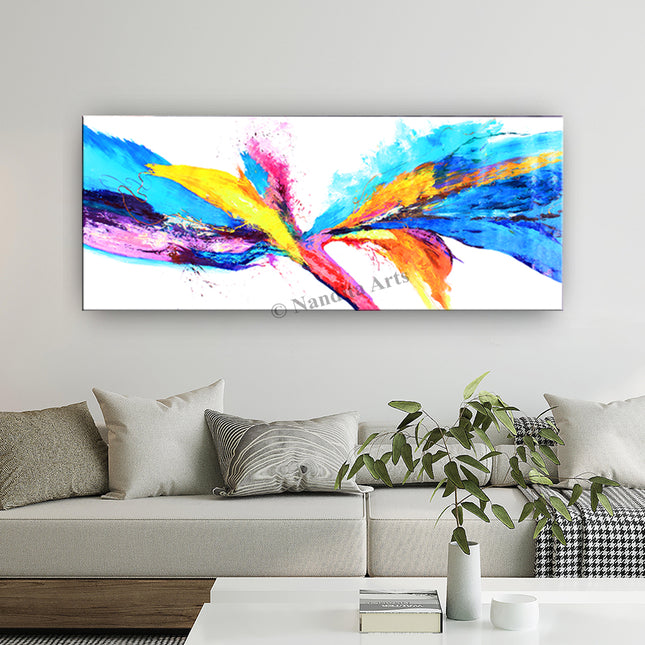 Red, Orange Yellow, Purple, Blue, Black, and White Large Abstract Painting Art Colorful Bloom Flower Poster Canvas Painting For Living Room -Midnight Wind -10