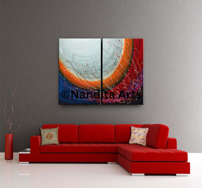 2 Panel Abstract Wall Art - Rainbow Torn - 49