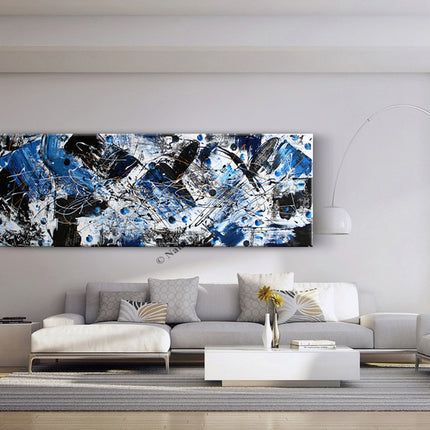 Blue Wall Art Large Artwork Modern Art on Canvas Painting - Blue Planet