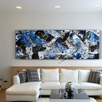 Blue Wall Art Large Artwork Modern Art on Canvas Painting - Blue Planet