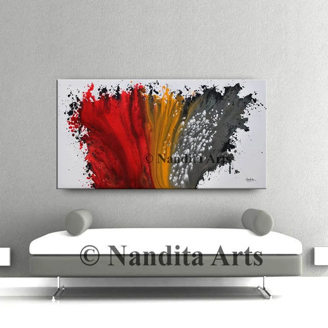 Abstract Original Red and White Modern Art - Starlit Nursery - 24