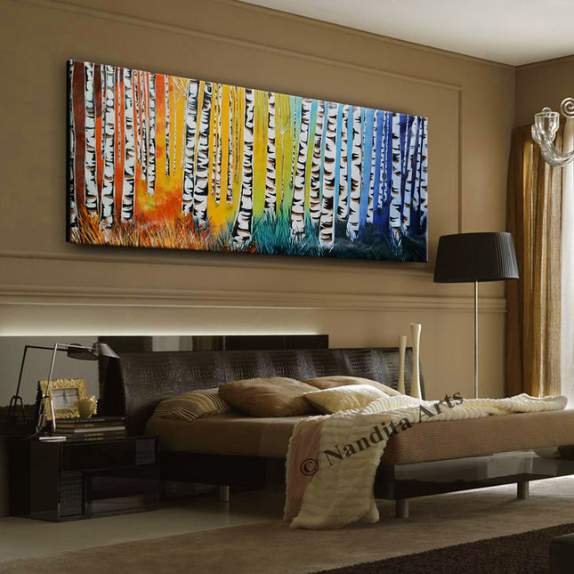 Large Landscape Art Painting Original Painting For Sale Modern Wall Art on Canvas - Rainbow Jungle - 2