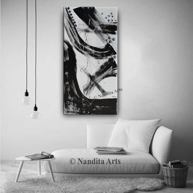 Black and White Abstract Wall Art – Modern Minimalist Canvas Art for Home Décor - Breaking Point - 10