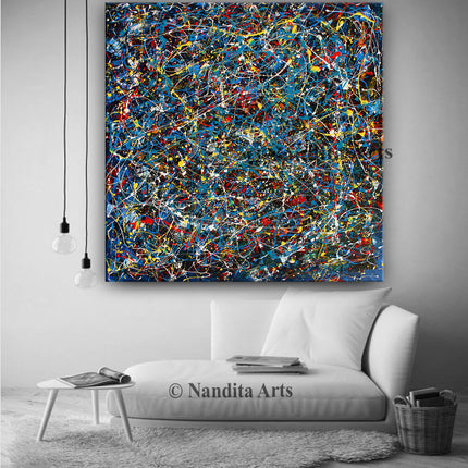 Paintings Jackson Pollock Drip Style Large Abstract Wall Art for sale - Abyssal Voyage - 6