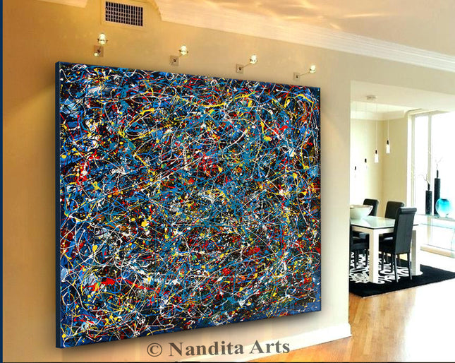 Paintings Jackson Pollock Drip Style Large Abstract Wall Art for sale - Abyssal Voyage - 6