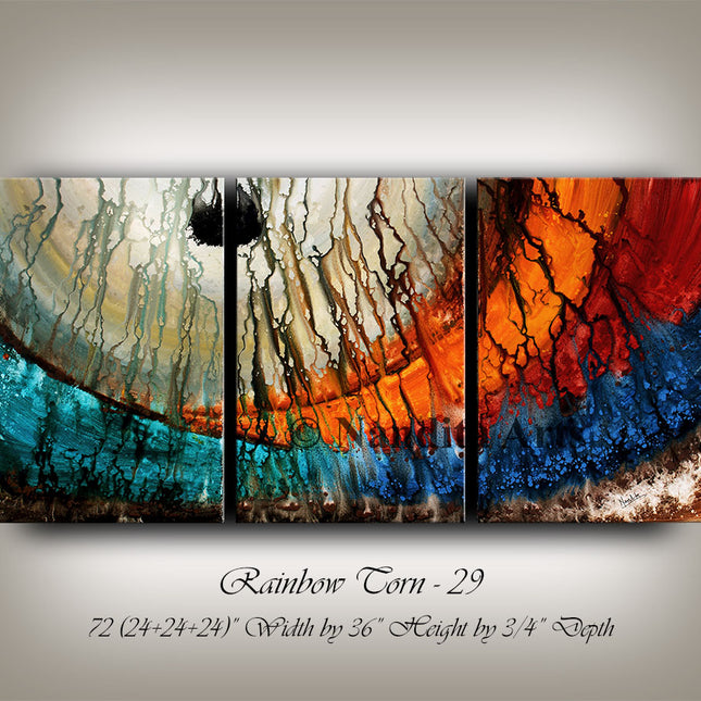 Colorful Modern Wall Art Large Abstract Wall Art Painting On Canvas for Sale - Rainbow Torn - 29