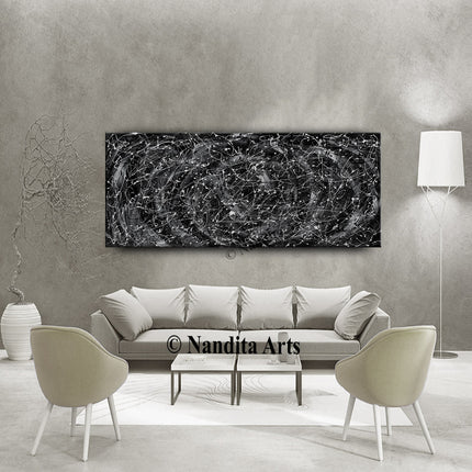 Black and White Abstract Wall Art - Jackson Pollock Style Gray Artwork