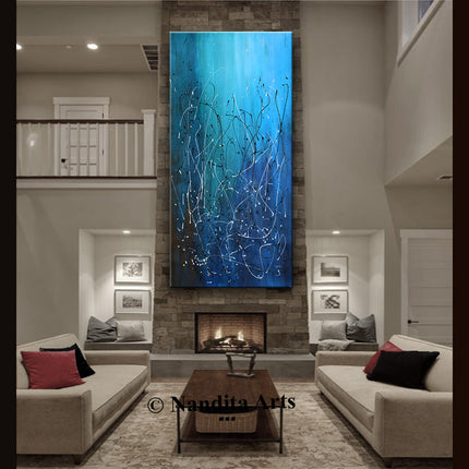 large verticle jackson pollack style artwork Painting  for home bedroom decor canvas art - Midnight Wind