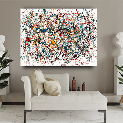 Jackson Pollock Drip Style Multicolor Luxury Wall Art – Abstract Living Room Decor - Jaw Breaker