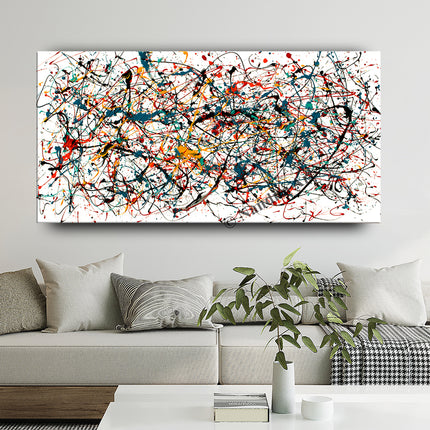 Jackson Pollock Drip Style Multicolor Luxury Wall Art – Abstract Living Room Decor - Jaw Breaker