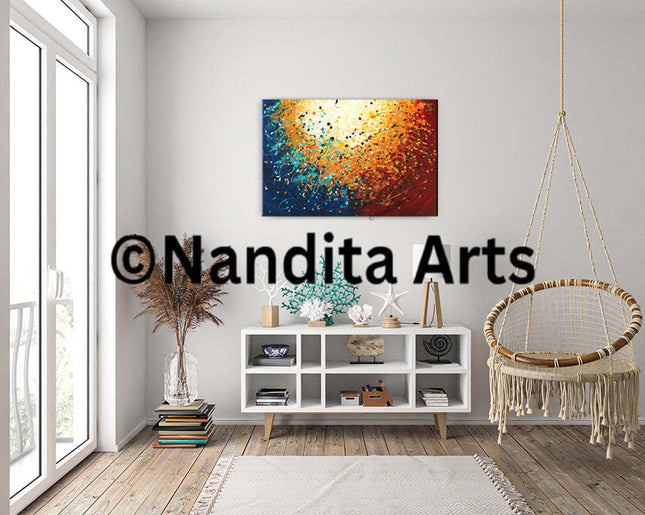 Abstract Wall Art Ready to Hang Home Decor Orange - Light Spectrum - 41