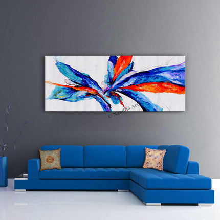 Red Blue Minimalist Painting on Canvas - Original Modern Wall Art Office Décor - Midnight Wind - 6