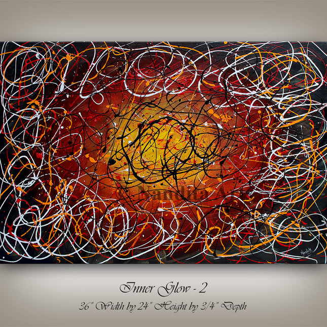Jackson Pollock Style | Abstract artwork large oil painting on canvas modern wall art - Inner Glow - 2