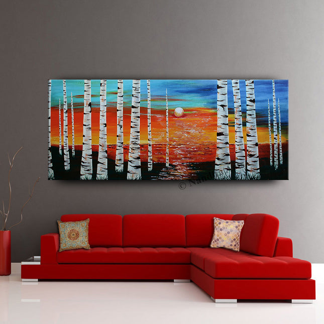 Large Landscape Art Painting Original Painting For Sale Modern Wall Art on Canvas for Office  - Rainbow Jungle - 3