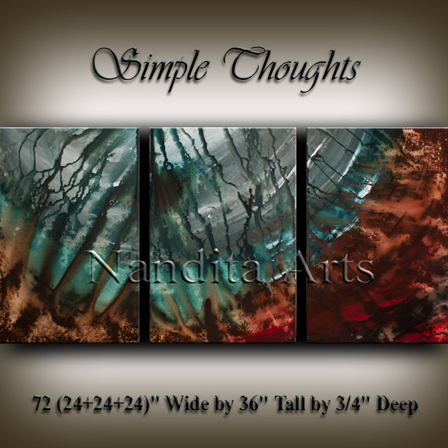 Large Modern Brown Wall Art Oil Painting On Canvas for Bedroom - Simple Thoughts