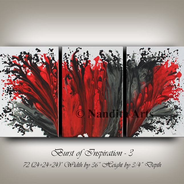 Large Modern Red Abstract Wall Art Painting on Canvas – Bedroom Décor - Burst of Inspiration - 3