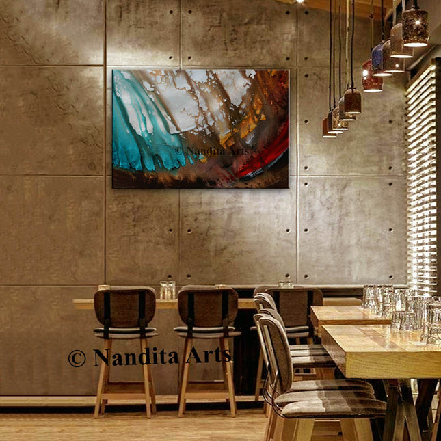 36 Inches Modern Wall Art For Dining Room - Wooden Framed Modern Wall Art on Canvas - Ocean heat - 8