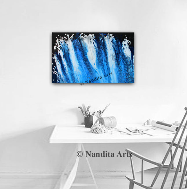 Blue Wall Art Large Painting on Canvas Home Decor  - Ocean Mist - 21