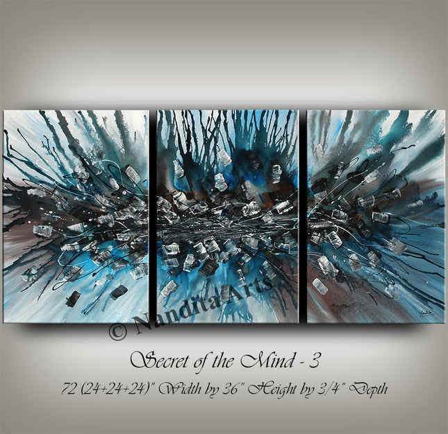 Oil Painting Blue Abstract Wall Art - Secret of the Mind - 3