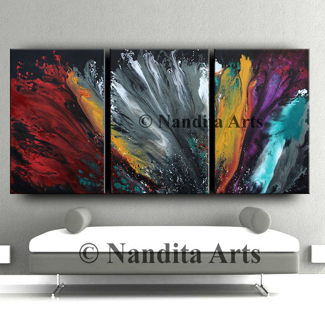 3-Piece Bedroom Wall Art Painting on Canvas – Modern Abstract Artwork for Sale - Undersea Beauty - 5
