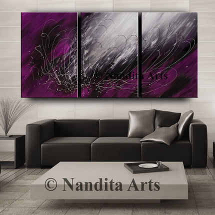 3 Panel Original Acrylic Abstract Modern Art on Canvas - Artist Masterpiece