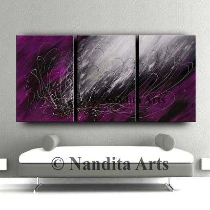 3 Panel Original Acrylic Abstract Modern Art on Canvas - Artist Masterpiece