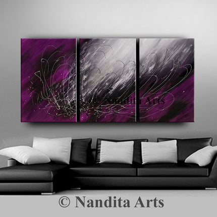 3 Panel Original Acrylic Abstract Modern Art on Canvas - Artist Masterpiece