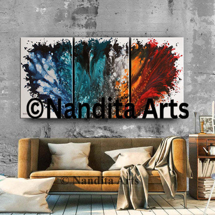 Oversize Canvas Wall Art Blue Abstract Painting on canvas - A Blue Thought - 44