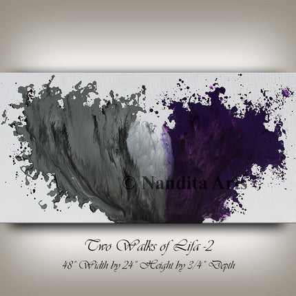 Modern Abstract Purple Gray Wall Art Oil Painting On Canvas for Sale - Two Walks of Life -2